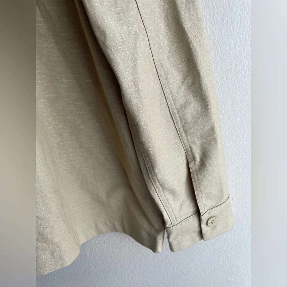 New North Face Men Button Up Thick Shirt Tan Brown Jacket Size Large